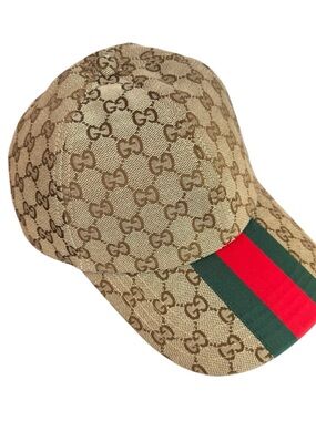 Gucci Brown Monogram Baseball Cap with Tan GG Pattern